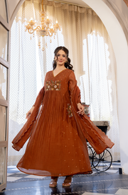 Hazel Haze Mul Chanderi Suit Set