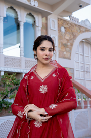 Berry Blush Chanderi Suit Set