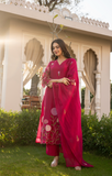 Blushed Bloom Mul Chanderi Suit Set