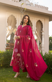 Blushed Bloom Mul Chanderi Suit Set