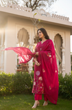 Blushed Bloom Mul Chanderi Suit Set