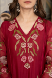 Blushed Burgundy Mul Chanderi Suit Set
