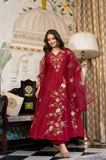 Blushed Burgundy Mul Chanderi Suit Set