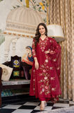 Blushed Burgundy Mul Chanderi Suit Set