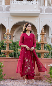 Crimson Bloom Suit Set