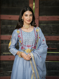 Pastel Blue Mul Chanderi Kurta Set
