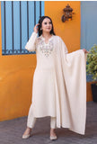 IVORY PREMIUM KNITTED EMBROIDED WOOLEN SUIT