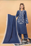 BLUE WOOLEN EMBROIDERED KURTA SET