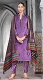 PURPLE COTTON VELVET EMBROIDERED SUIT PAIRED WITH BANARASI SILK DUPATTA