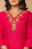 PINK SILK EMBROIDED KURTA SET