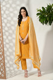 MUSTARD COTTON EMBROIDED SET
