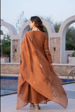 Mocha Bloom Chanderi Suit Set