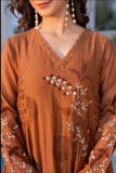 Mocha Bloom Chanderi Suit Set