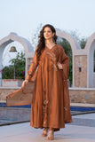 Mocha Bloom Chanderi Suit Set