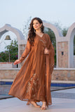 Mocha Bloom Chanderi Suit Set