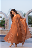 Mocha Bloom Chanderi Suit Set