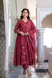 Ruby Bloom Chanderi Suit Set