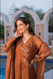 Mocha Bloom Chanderi Suit Set