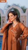 Mocha Bloom Chanderi Suit Set