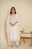 WHITE SCHIFFLI EMBROIDED ANARKALI