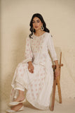 WHITE SCHIFFLI EMBROIDED ANARKALI